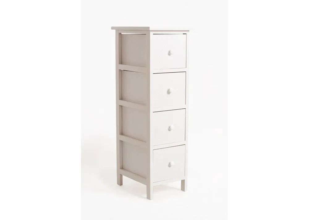 Mueble Auxiliar Lotuc Blanco Estrecho 4 Cajones - Muebles