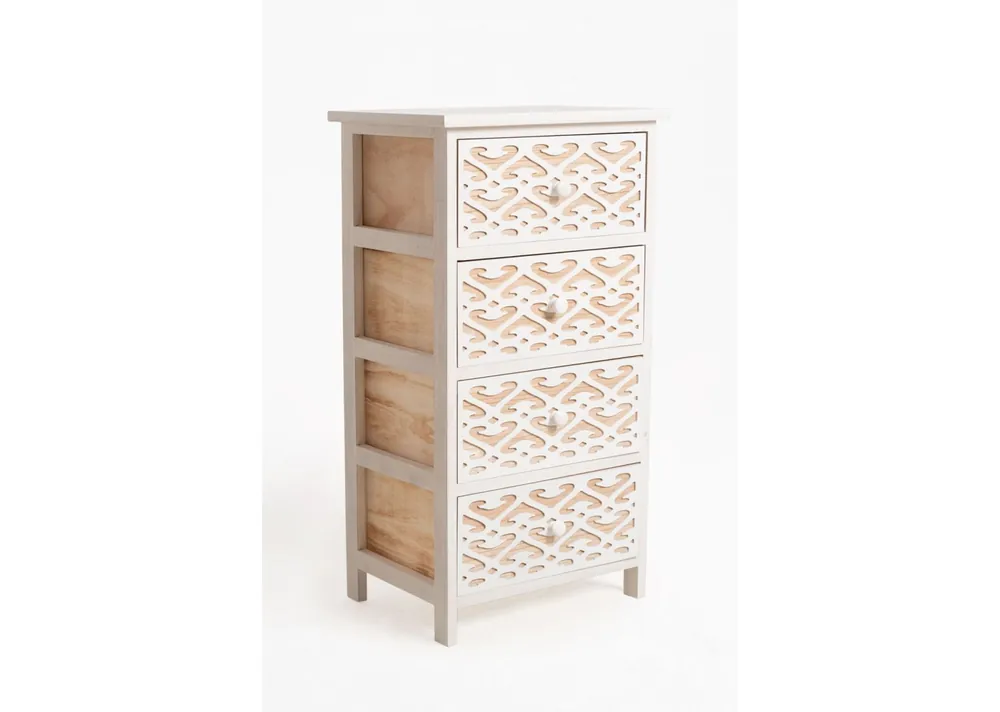 Mueble Auxiliar Cloak Blanco Ancho 4 Cajones - Muebles