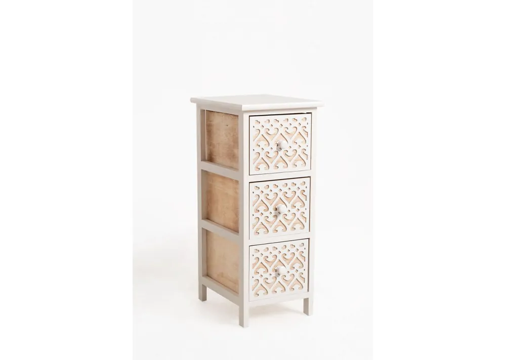 Mueble Auxiliar Cloak Blanco Estrecho 3 Cajones - Muebles