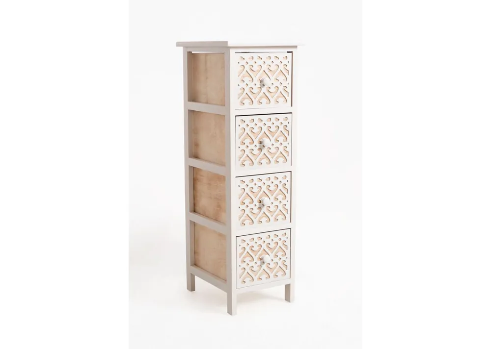 Mueble Auxiliar Cloak Blanco Estrecho 4 Cajones - Muebles