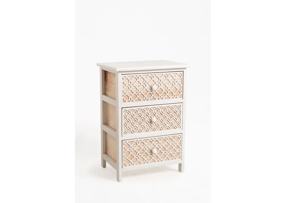 Mueble Auxiliar Egle Blanco Ancho 3 Cajones - Muebles