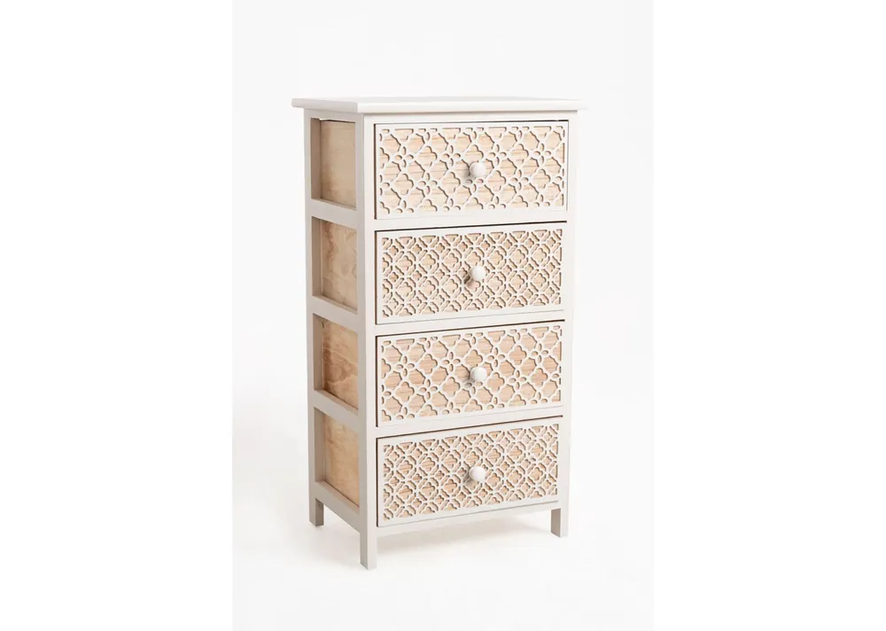 Mueble Auxiliar Egle Blanco Ancho 4 Cajones - Muebles