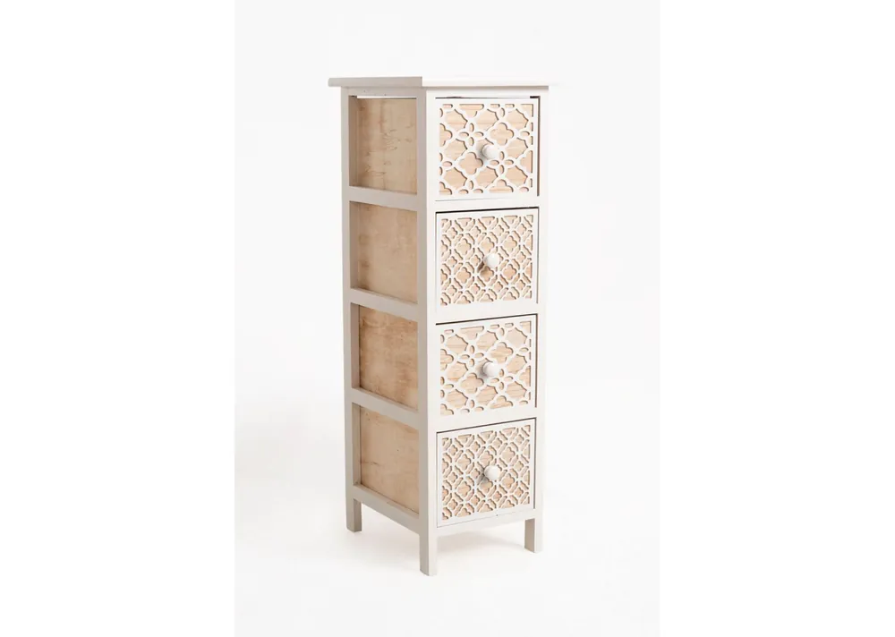 Mueble Auxiliar Egle Blanco Estrecho 4 Cajones - Muebles
