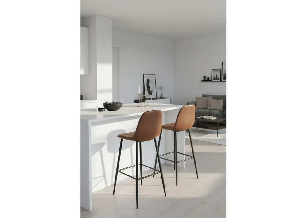 Taburete Black Teok Polipiel - Taburetes