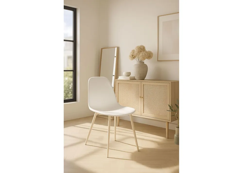 Silla White Teok Polipiel - Sillas