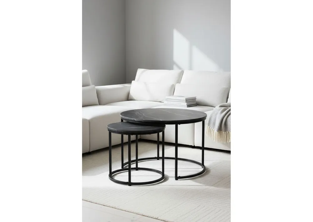 Set 2 Mesas Centro Renty Negras 80 - 48 cm