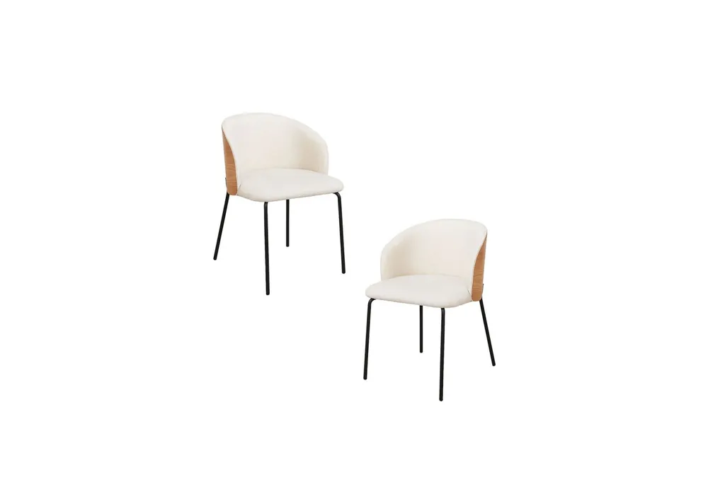 Pack 2 Sillas Glacia Tela Blanca con Respaldo Tapizado en Madera - Packs Sillas Comedor
