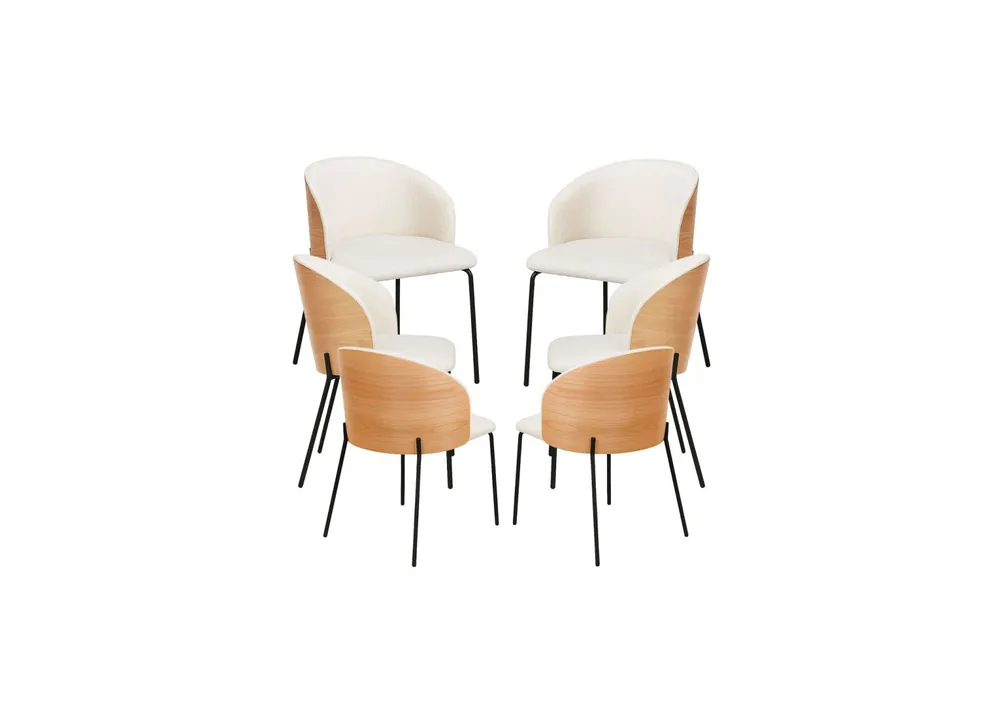 Pack 6 Sillas Glacia Tela Blanca con Respaldo Tapizado en Madera - Packs Sillas Comedor