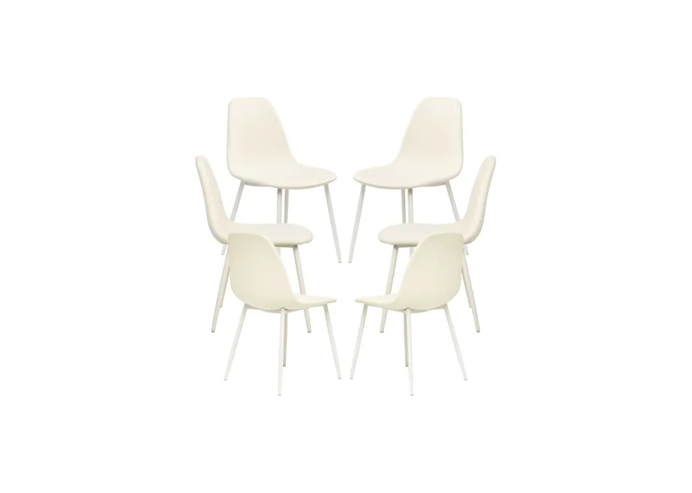 Pack 6 Sillas White Teok Tela - Packs Sillas Comedor