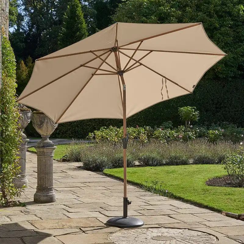 Parasol Riva 300cm ø Teak Platinum - Platinum Outdoorable