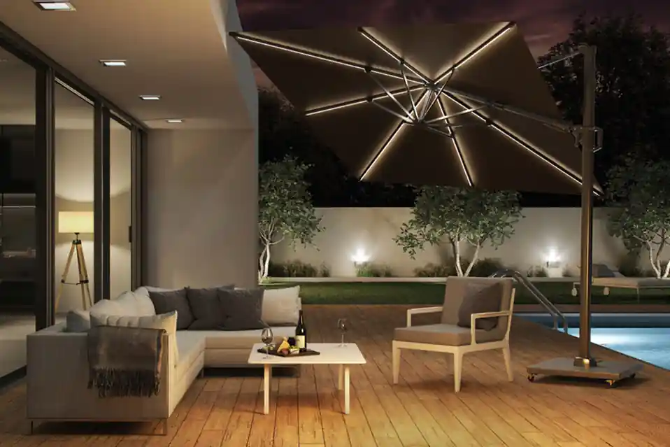 Parasol Challenger T2 Glow 3x3mt Premium Platinum - Platinum Outdoorable