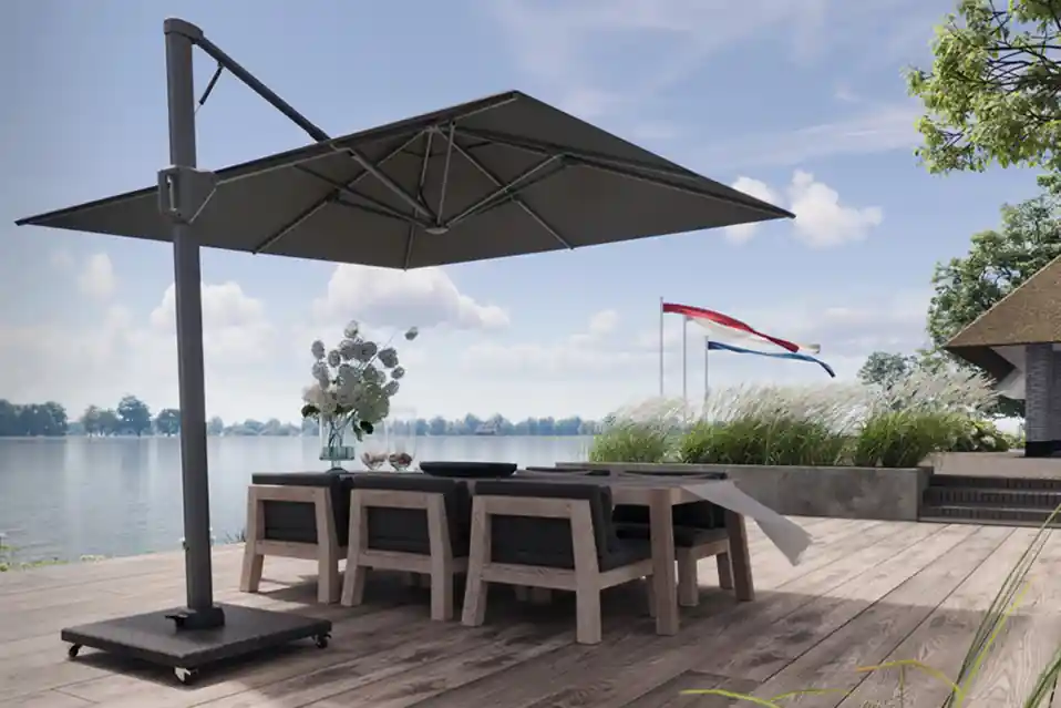 Parasol Beaufort 320x320mt Platinum - Platinum Outdoorable
