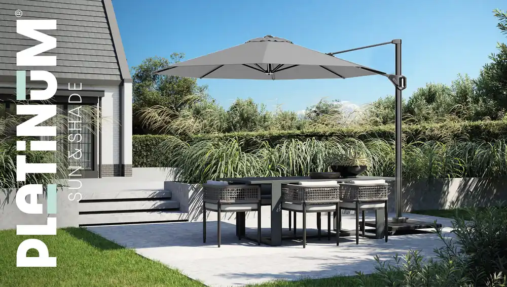 Parasol Challenger T1 350cm Platinum - Platinum Outdoorable