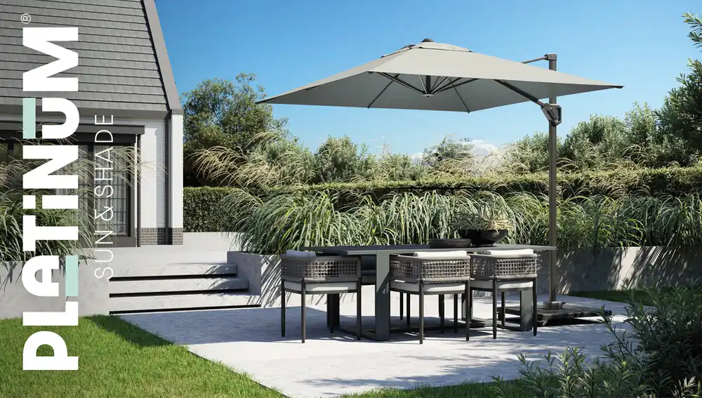 Parasol Voyager T1 250x250cm Platinum - Platinum Outdoorable